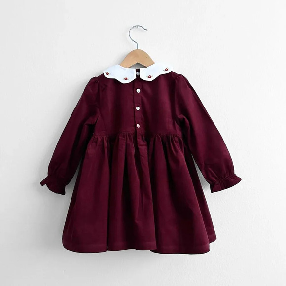 NWT Pretty Girls Smocked Dress Spanish Style Flower Embroidery Long Sleeve 6Y - Picture 2 of 5